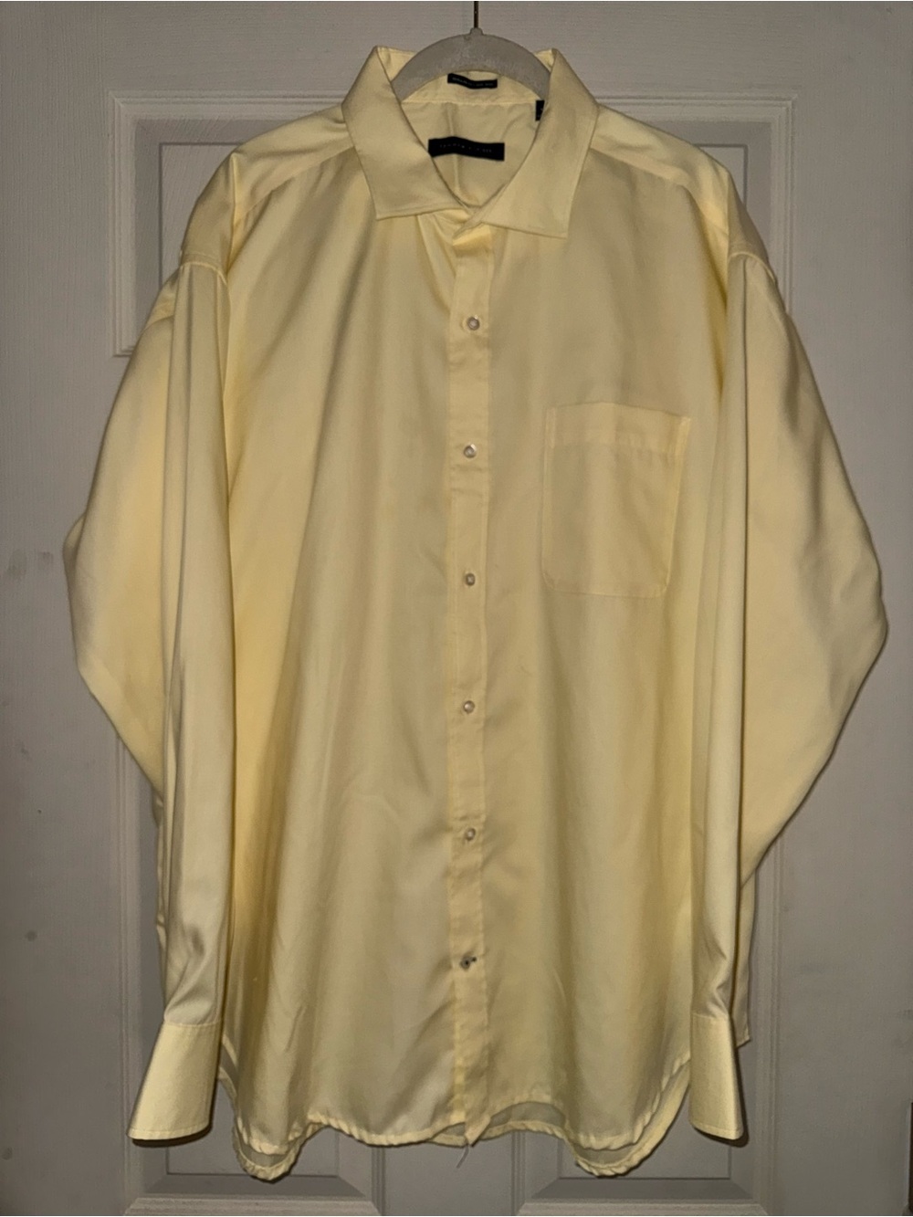 Tommy Hilfiger Men’s 2XL Yellow Non Iron Dress Shirt Regular Fit 18 34/35